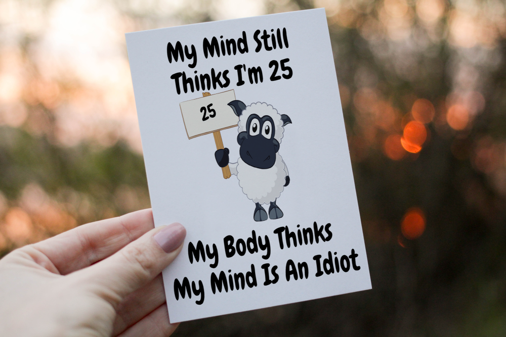 My Mind Thinks It's ... Sheep Birthday Card, Card for Birthday - Click Image to Close